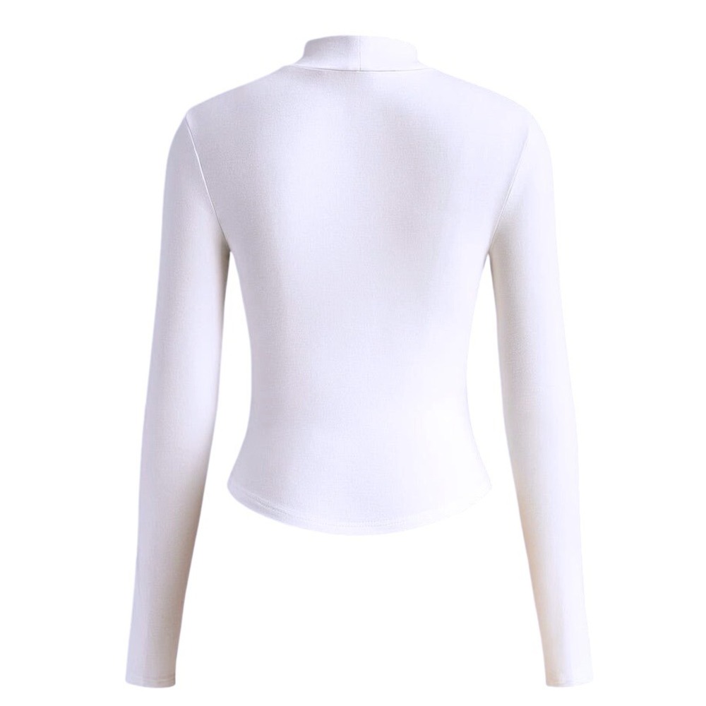 Commense Corset Top‎ Mock Neck Long Sleeve Ribbed Fitted Bodysuit White S - Picture 3 of 7